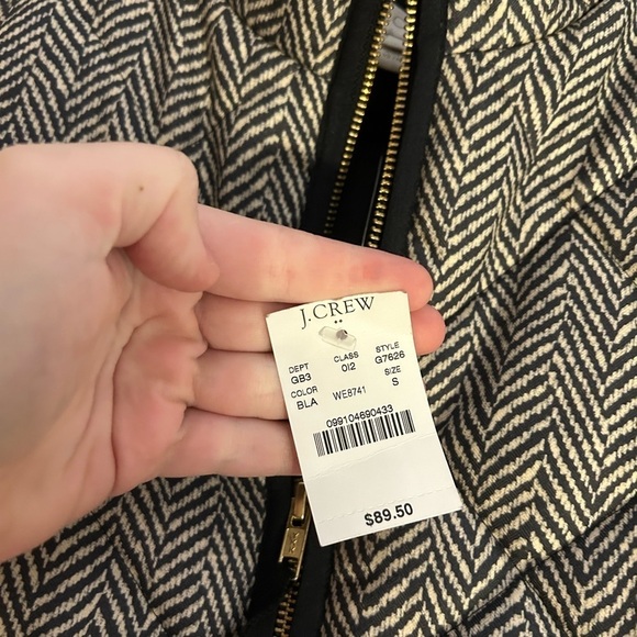NWT J. Crew Factory Black White Herringbone Quilted Vest Small - Picture 4 of 7